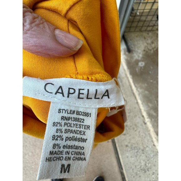 NWT Capella Yellow Minimalist Lagenlook Long Sleeve Turtleneck A-Line Dress  M - Picture 4 of 8